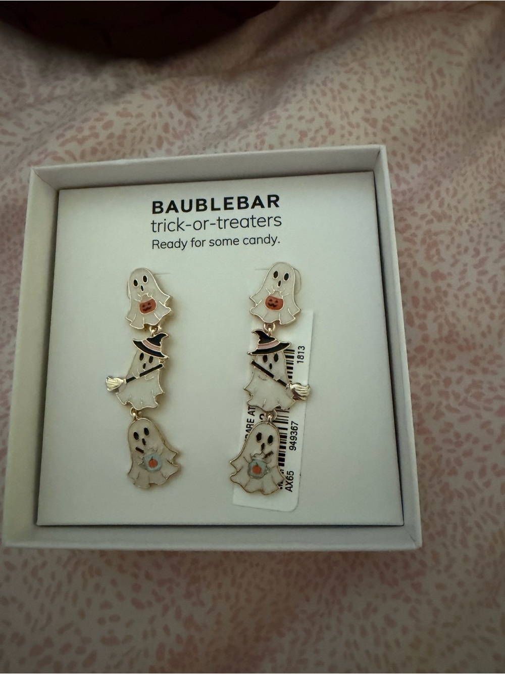 BaubleBar Trick-or-Treaters Ghost & Witch Drop Earrings in White and Gold